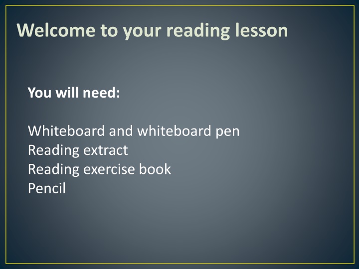 welcome to your reading lesson