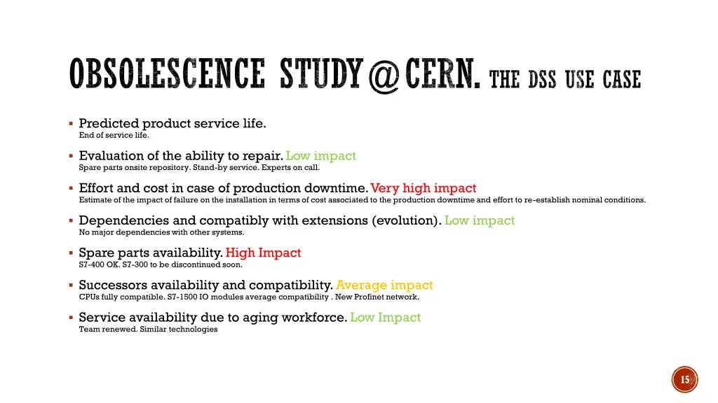 obsolescence study@cern the dss use case 1