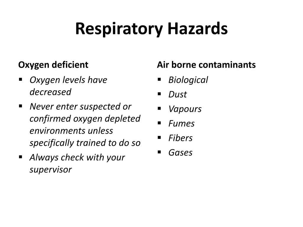 respiratory hazards