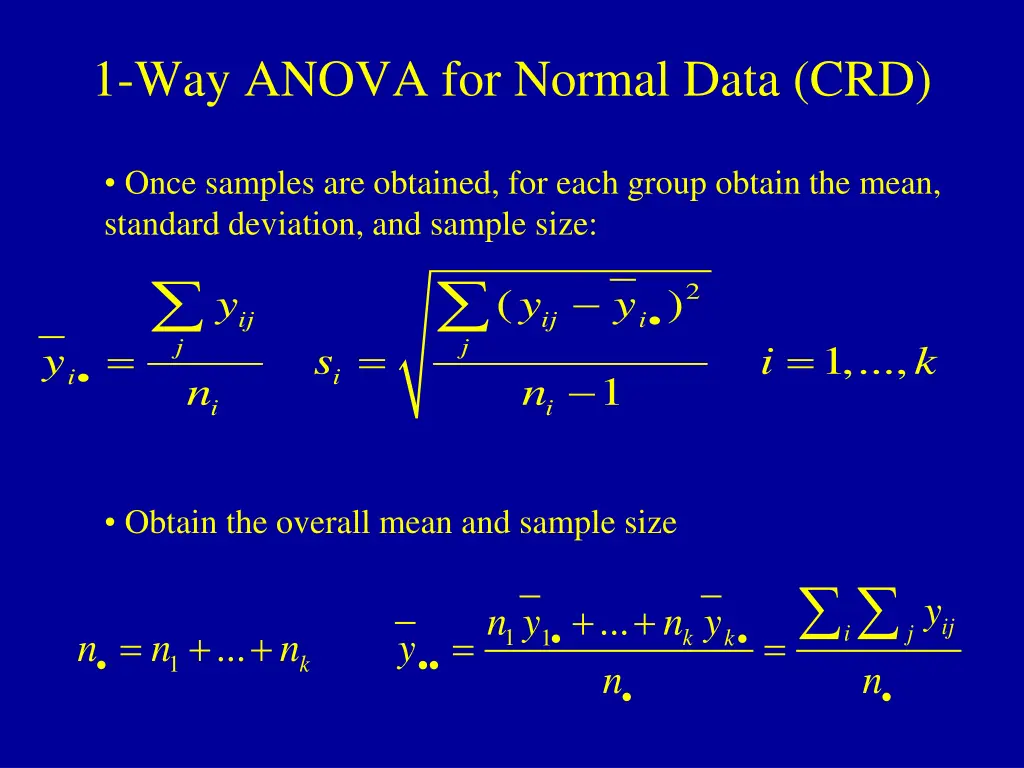 1 way anova for normal data crd