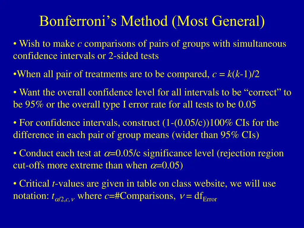 bonferroni s method most general