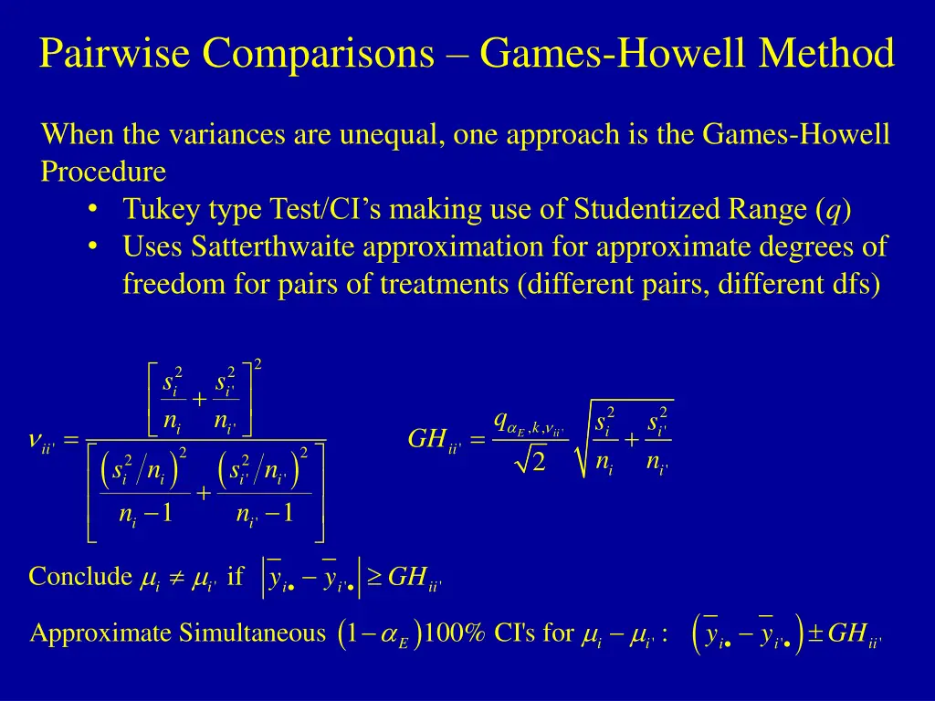 pairwise comparisons games howell method