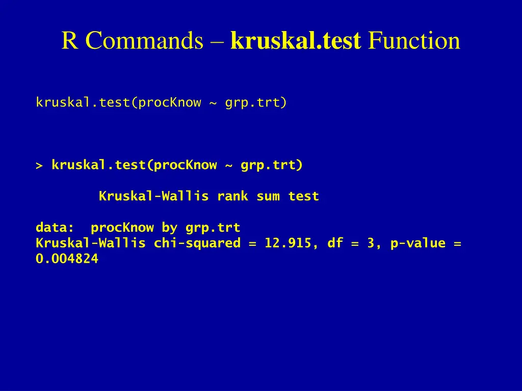 r commands kruskal test function