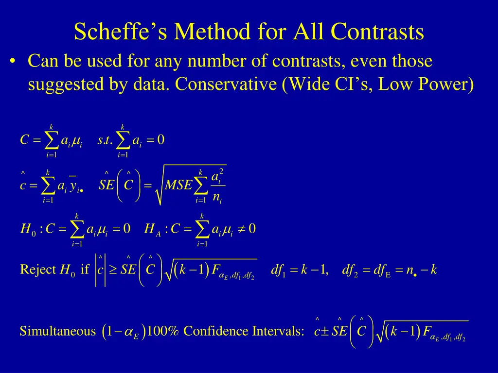 scheffe s method for all contrasts can be used