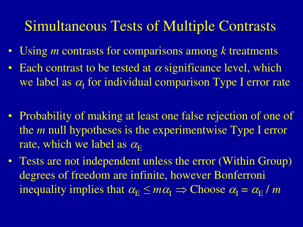 simultaneous tests of multiple contrasts