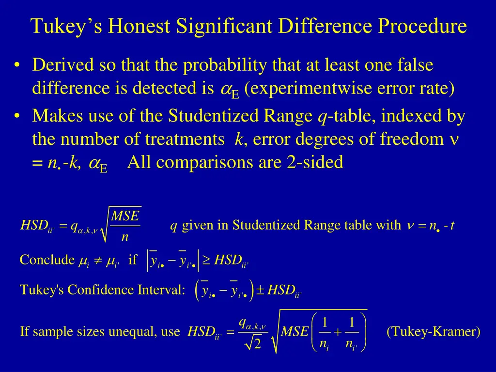 tukey s honest significant difference procedure