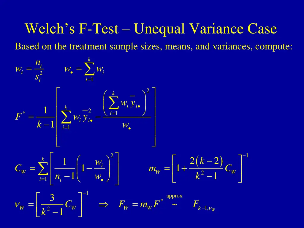 welch s f test unequal variance case based