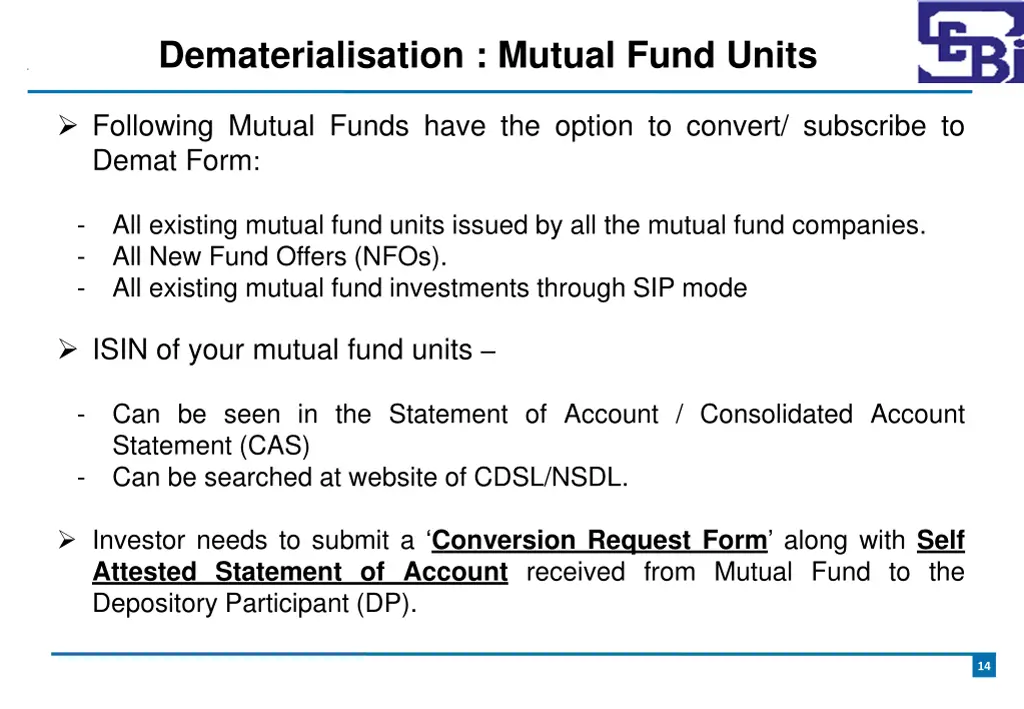 dematerialisation mutual fund units