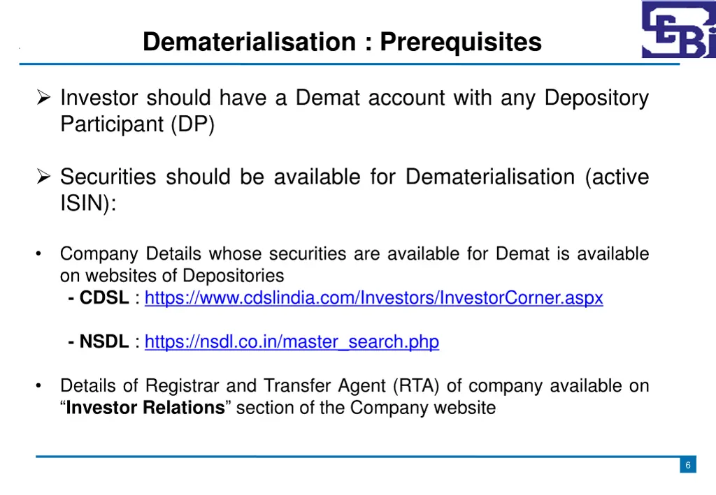 dematerialisation prerequisites