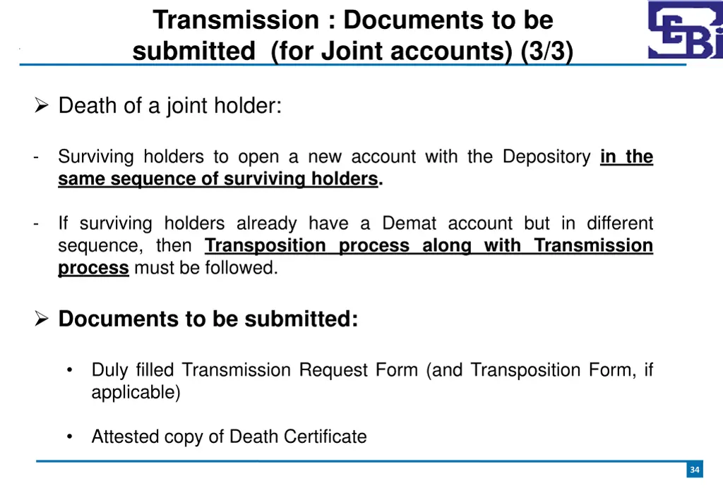 transmission documents to be submitted for joint