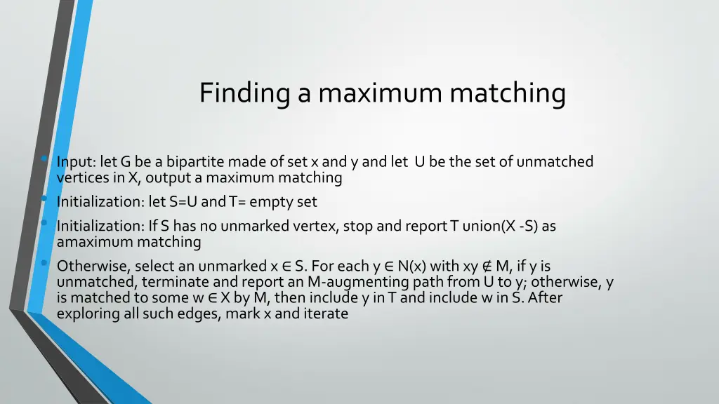 finding a maximum matching