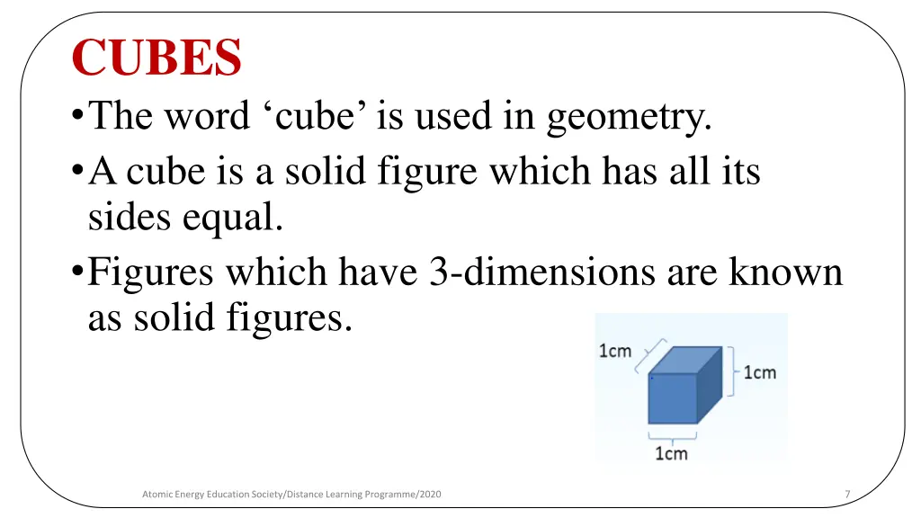 cubes the word cube is used in geometry a cube