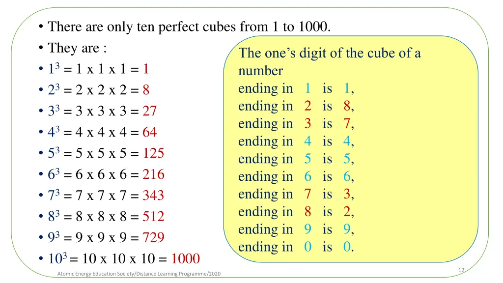 there are only ten perfect cubes from 1 to 1000