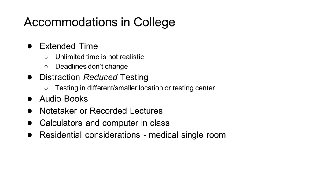 accommodations in college