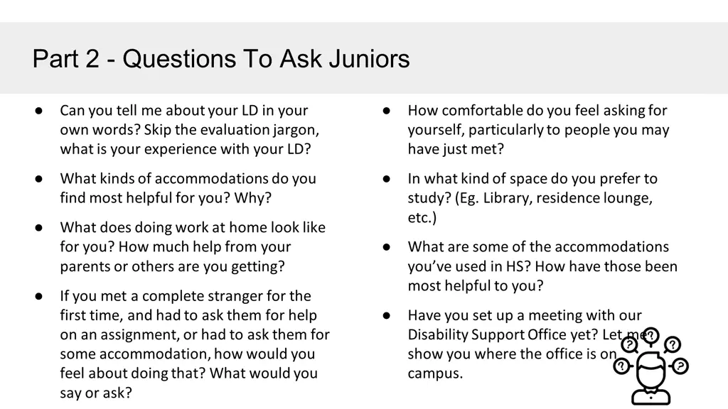 part 2 questions to ask juniors