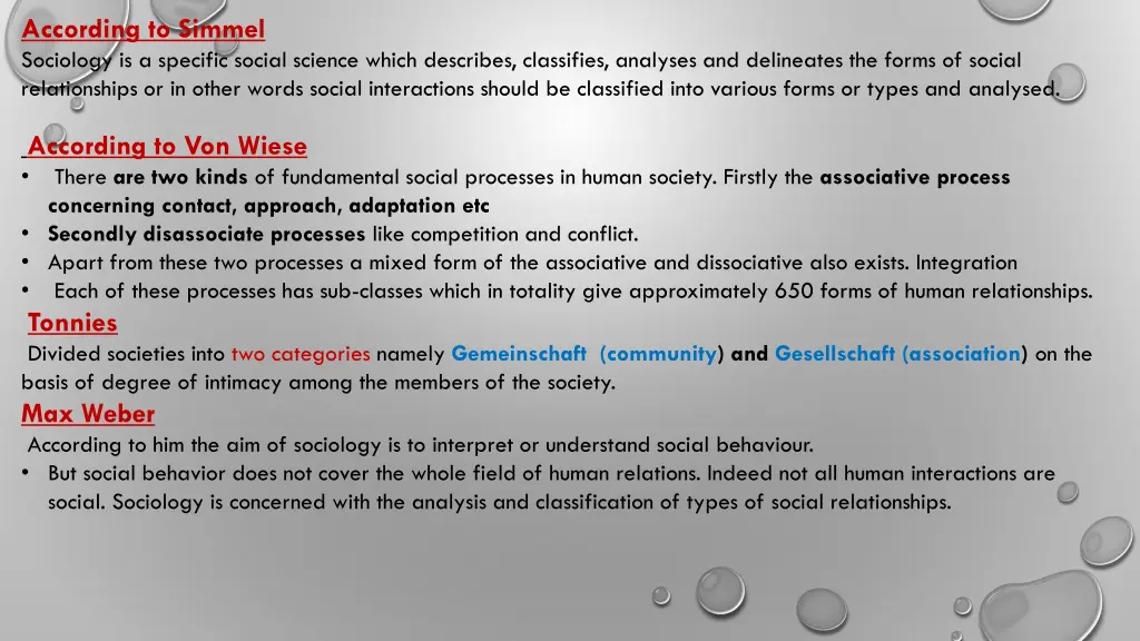 according to simmel sociology is a specific