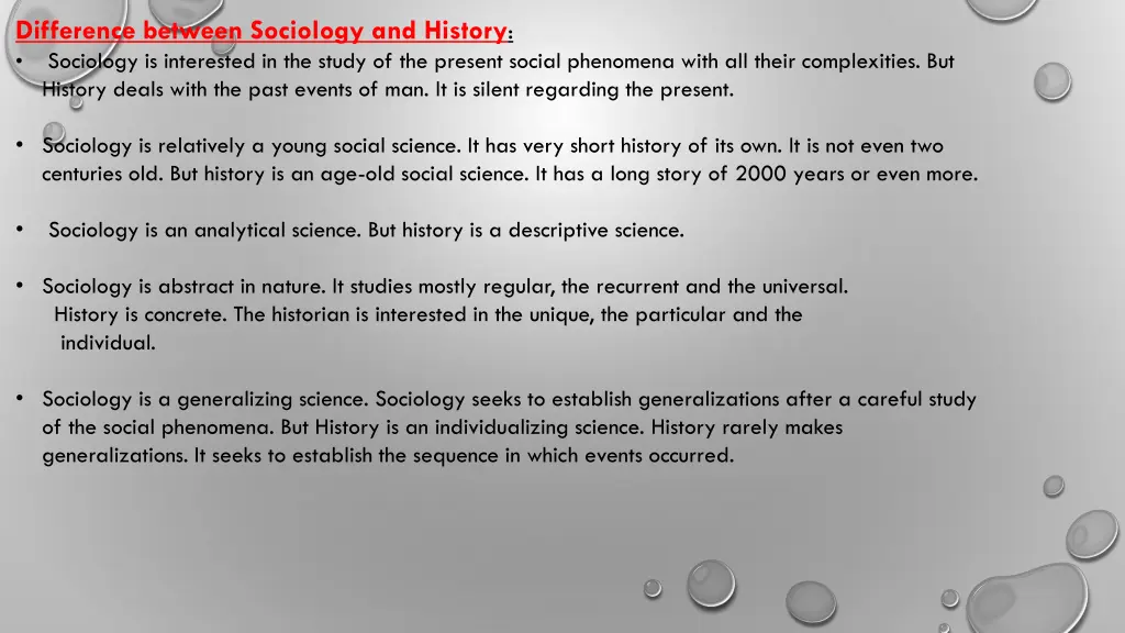 difference between sociology and history