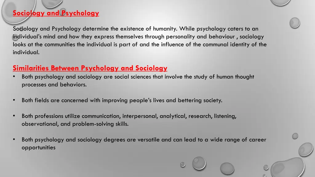 sociology and psychology