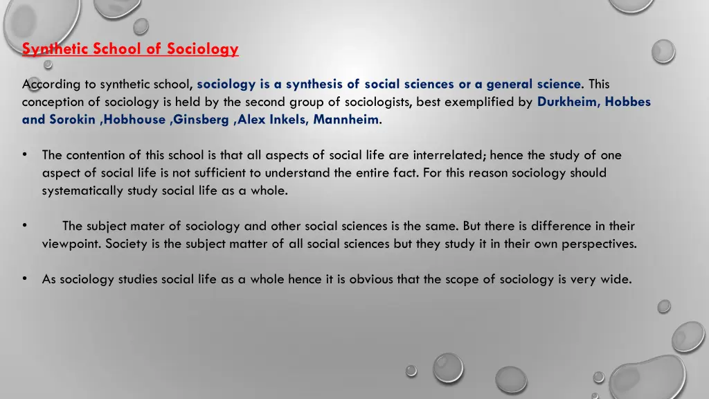 synthetic school of sociology