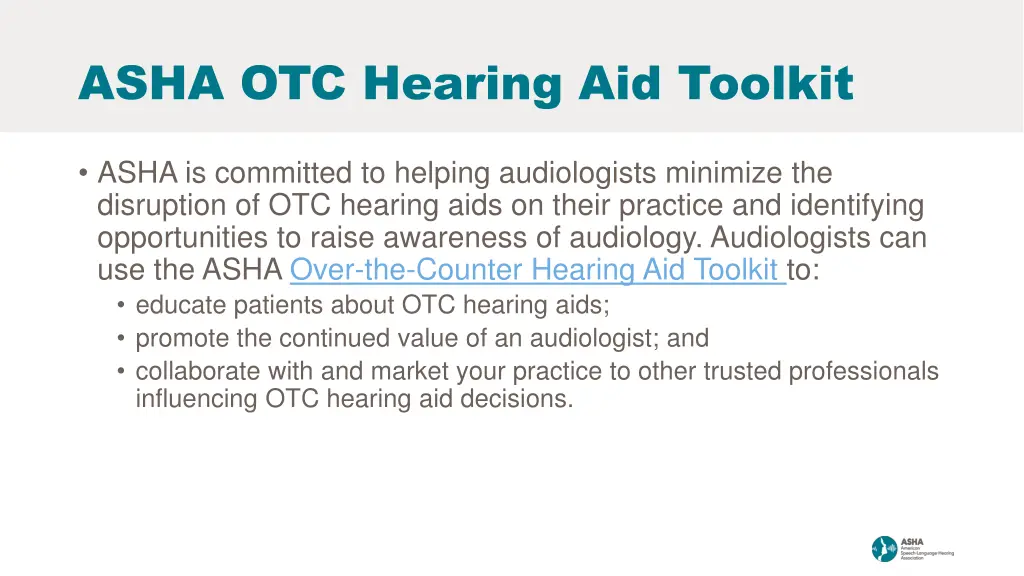 asha otc hearing aid toolkit