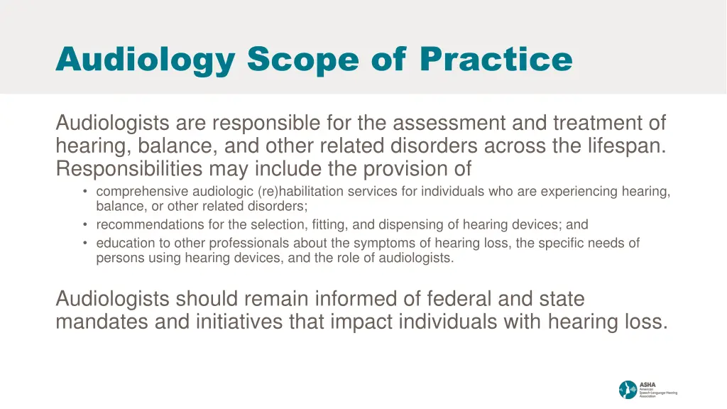 audiology scope of practice