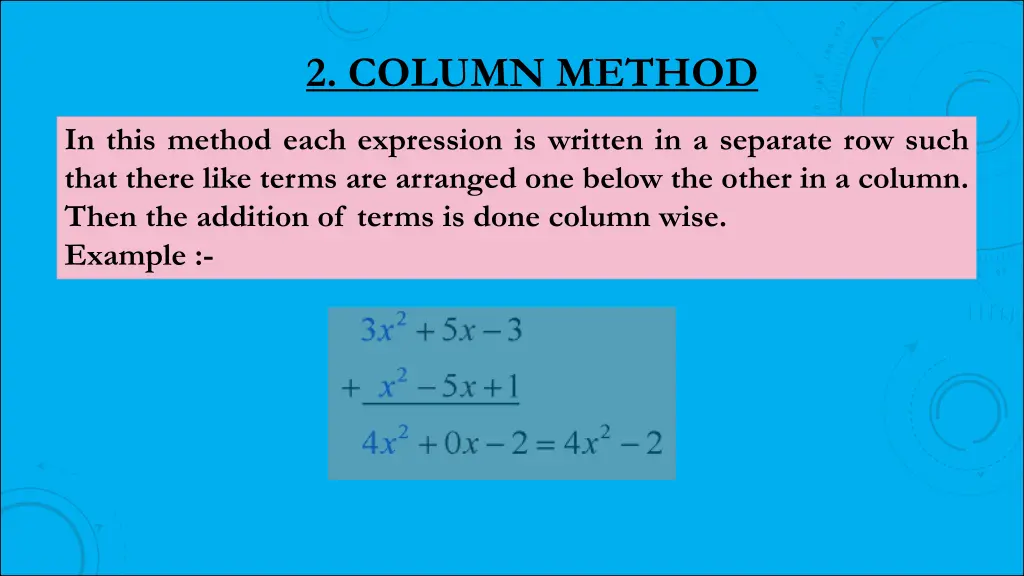 2 column method