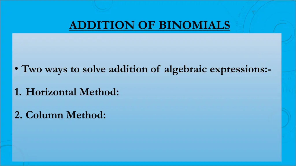 addition of binomials