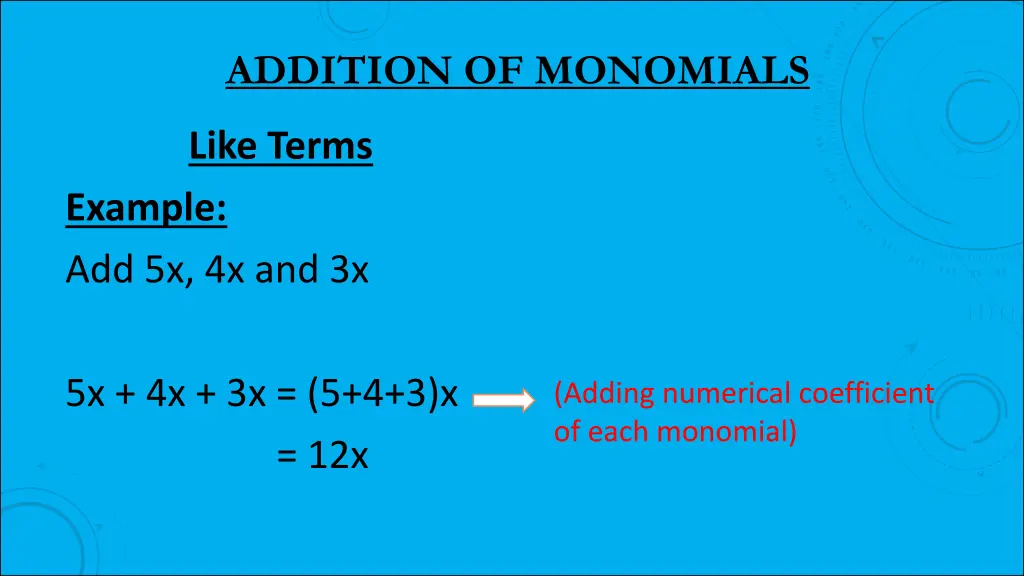 addition of monomials