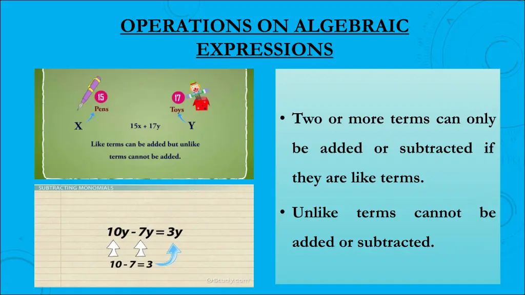 operations on algebraic expressions