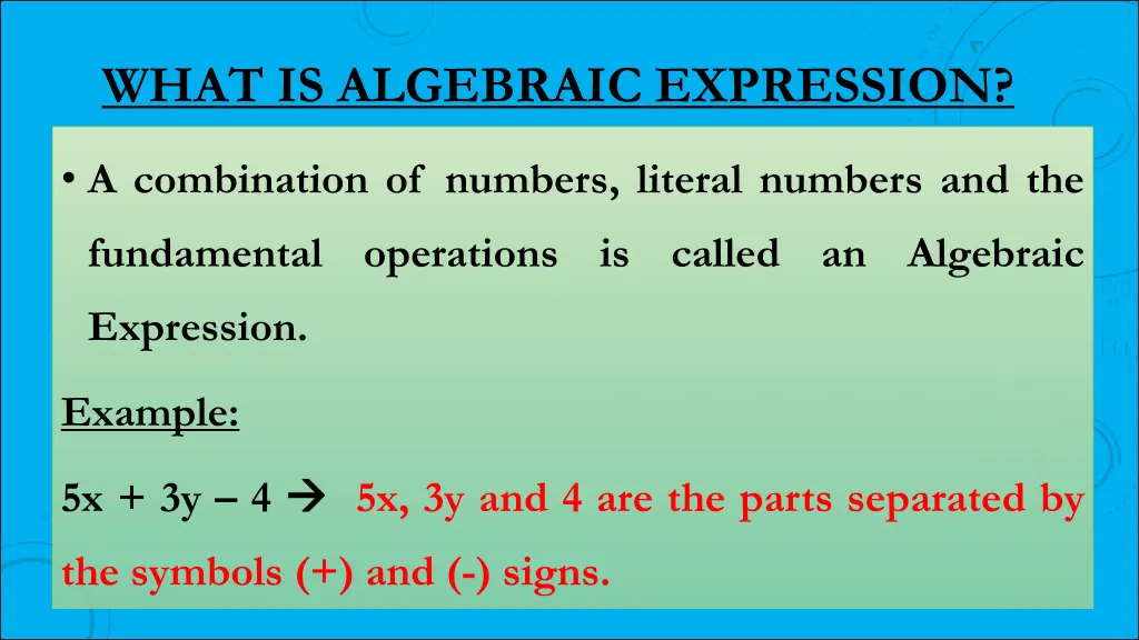 what is algebraic expression