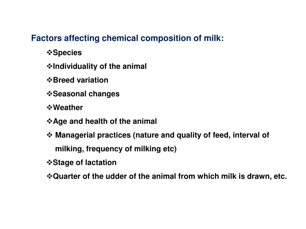 factors affecting chemical composition of milk