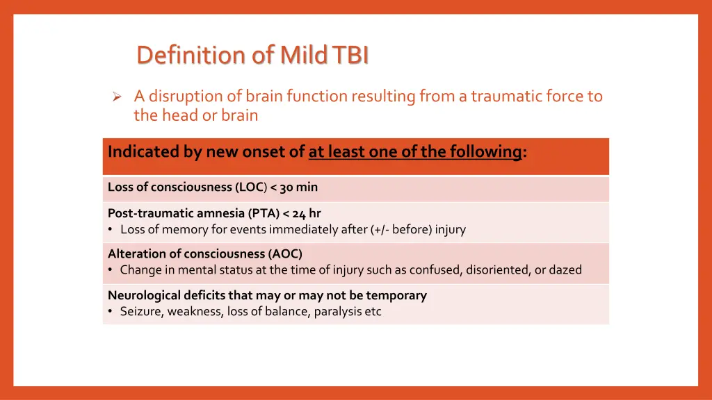 definition of mild tbi