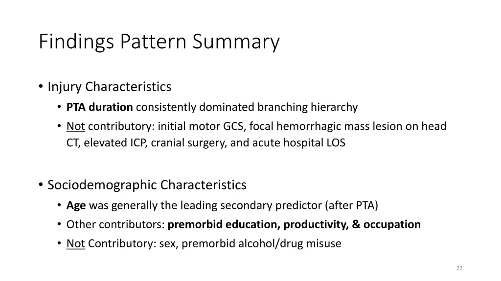 findings pattern summary