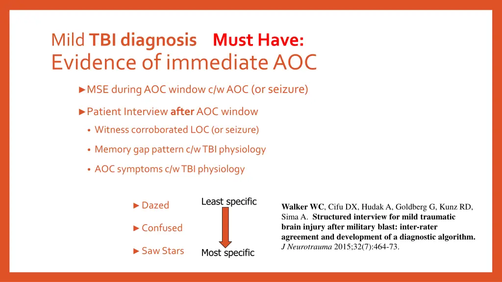 mild tbi diagnosis must have evidence