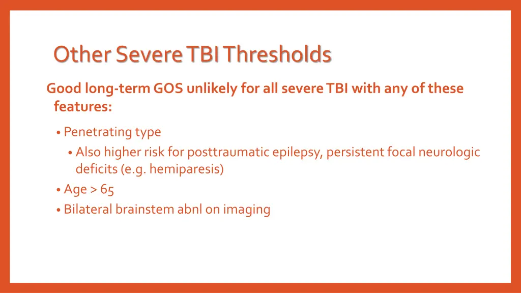 other severe tbi thresholds