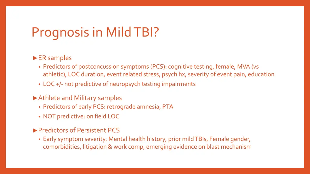 prognosis in mild tbi