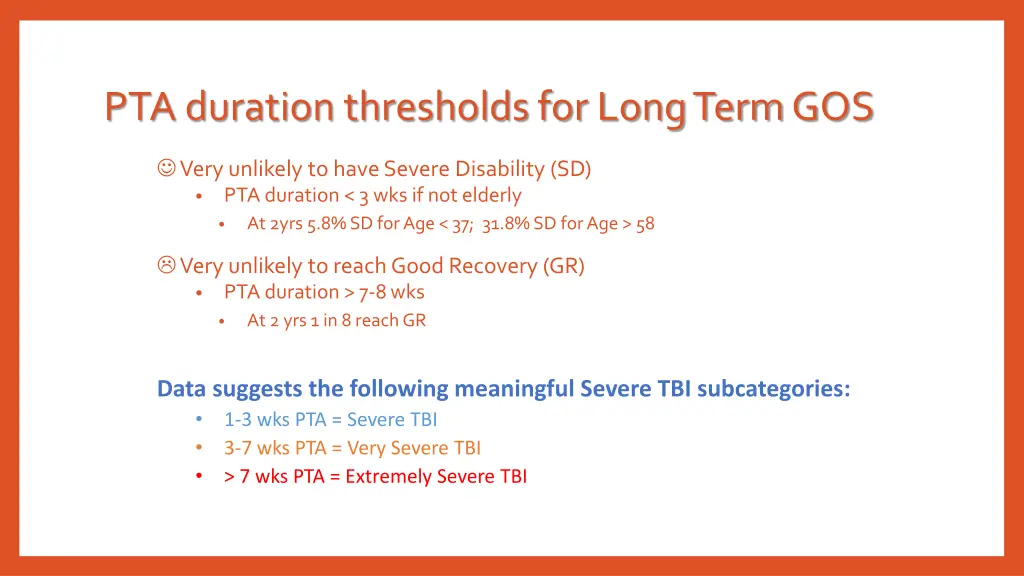 pta duration thresholds for long term gos