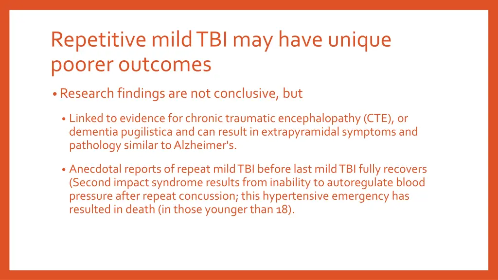 repetitive mild tbi may have unique poorer