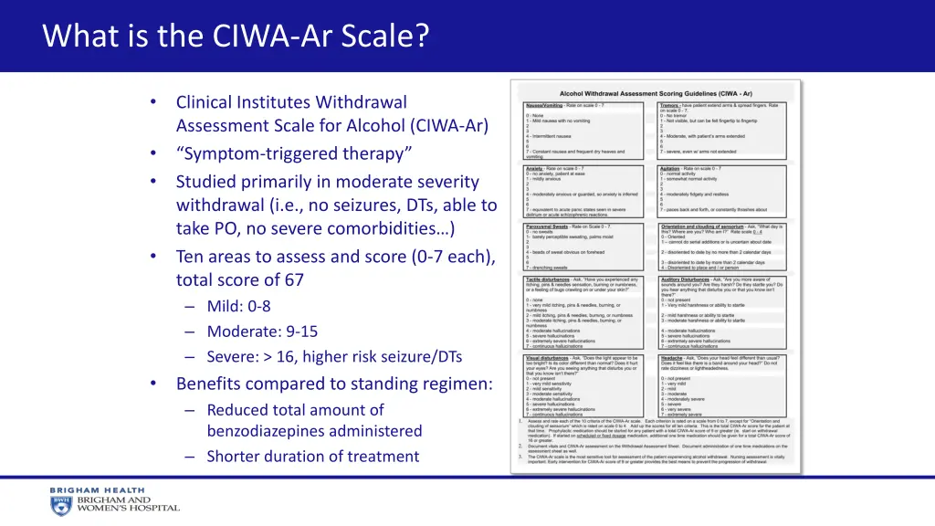 what is the ciwa ar scale