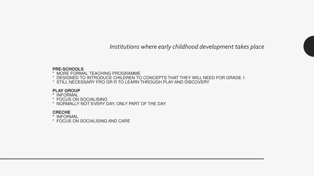 institutions where early childhood development 1