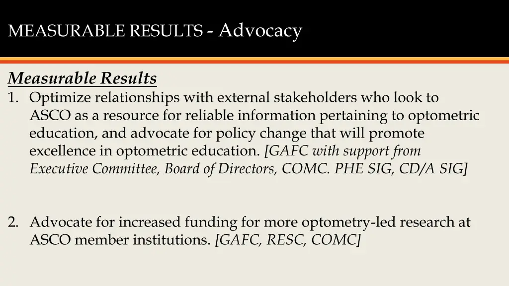 measurable results advocacy