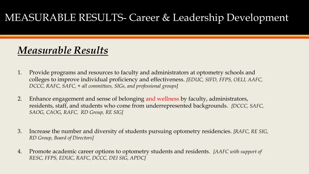 measurable results career leadership development