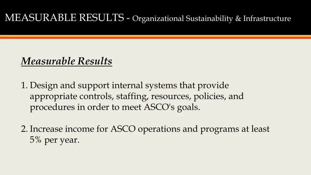 measurable results organizational sustainability