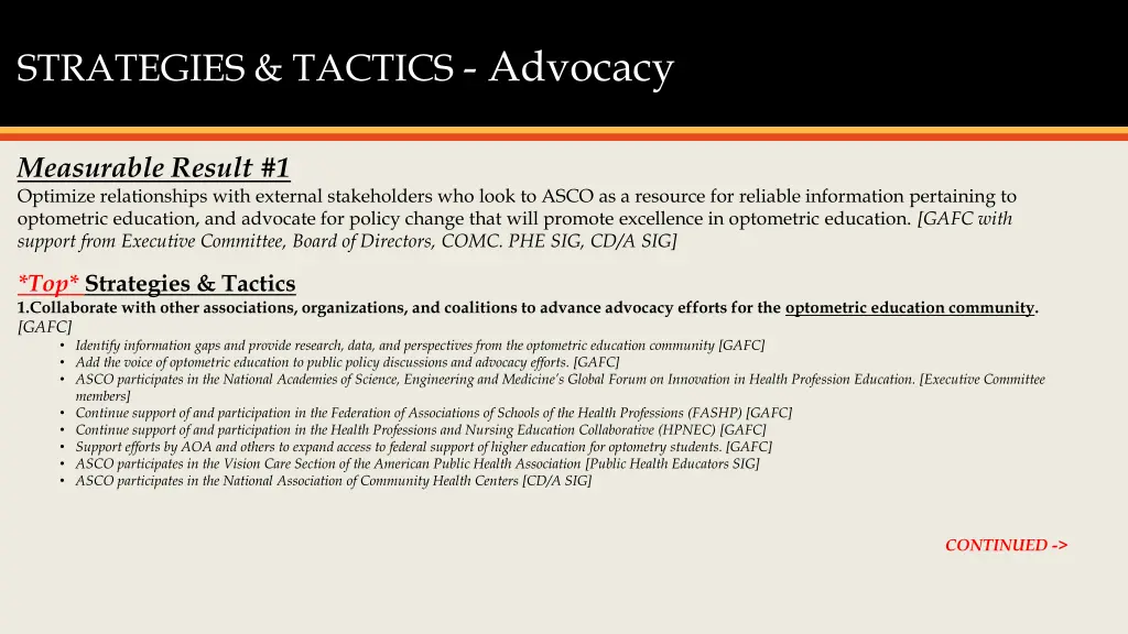 strategies tactics advocacy