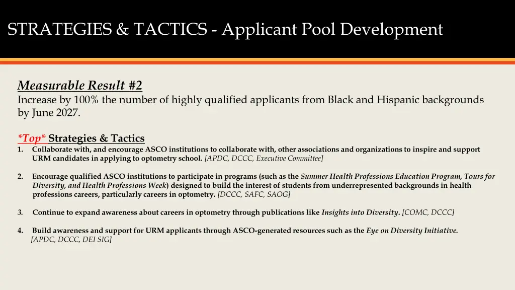 strategies tactics applicant pool development 3