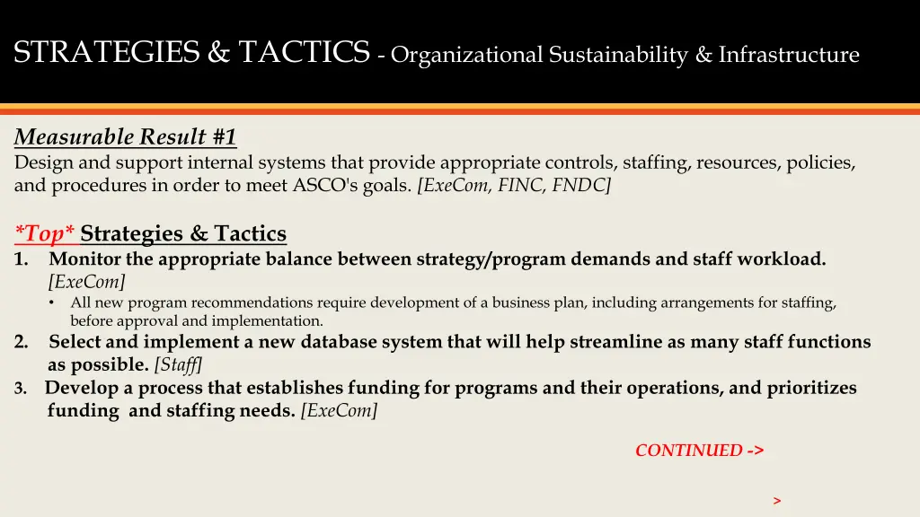 strategies tactics organizational sustainability