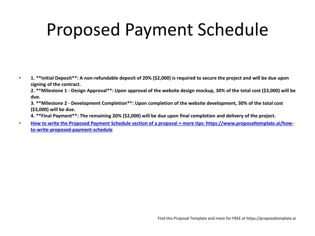 proposed payment schedule