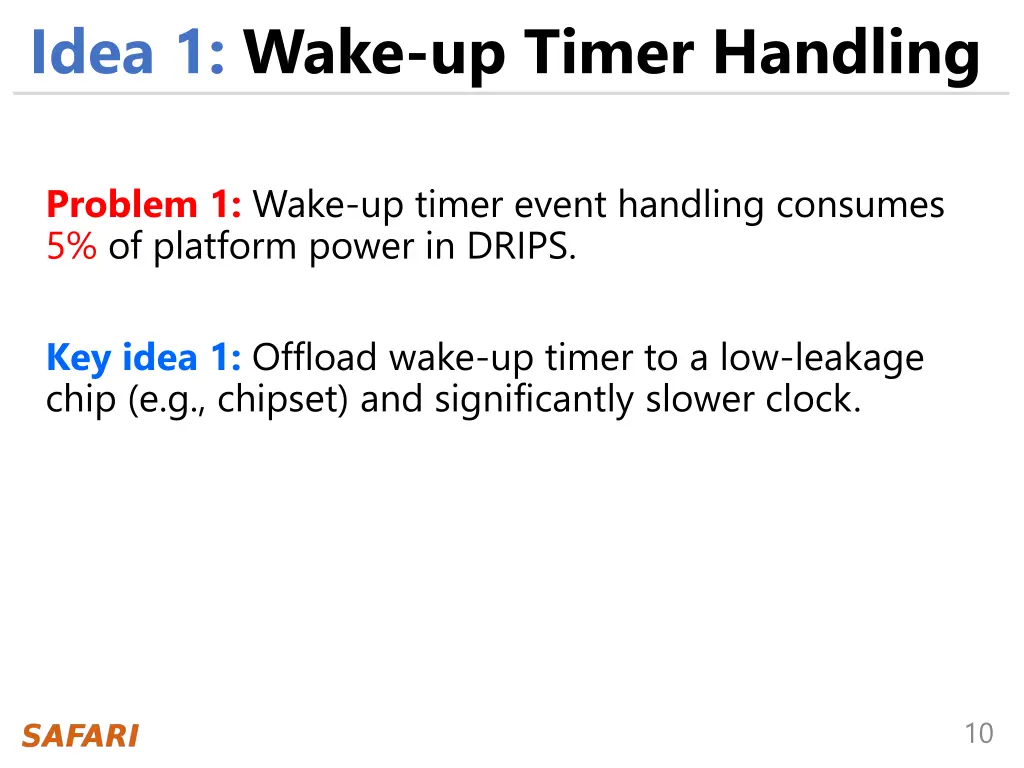 idea 1 wake up timer handling