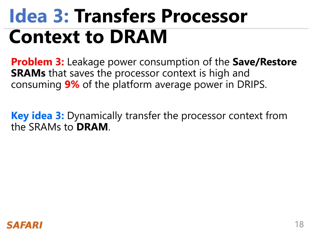 idea 3 transfers processor context to dram