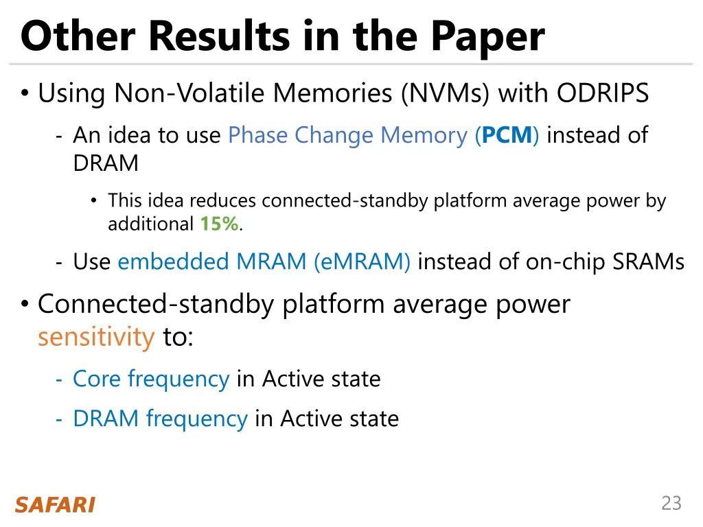 other results in the paper using non volatile